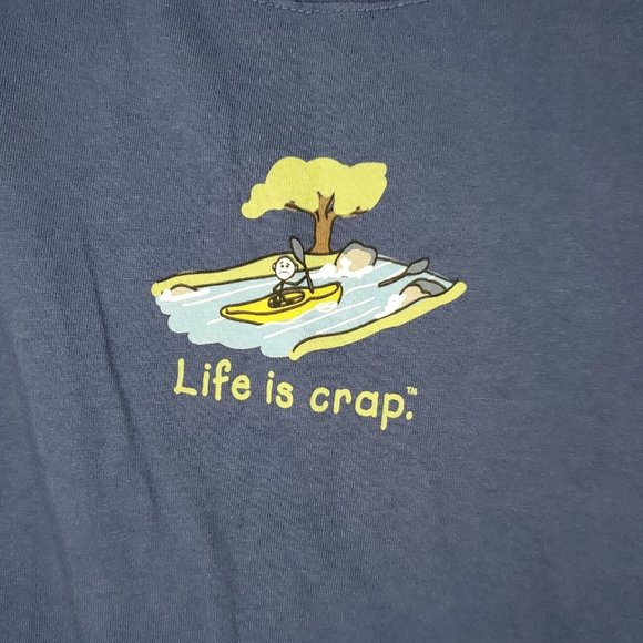 Life Is Crap Down Stream Without A Paddle Cotton Machine Washable Large T Shirt - Picture 2 of 8
